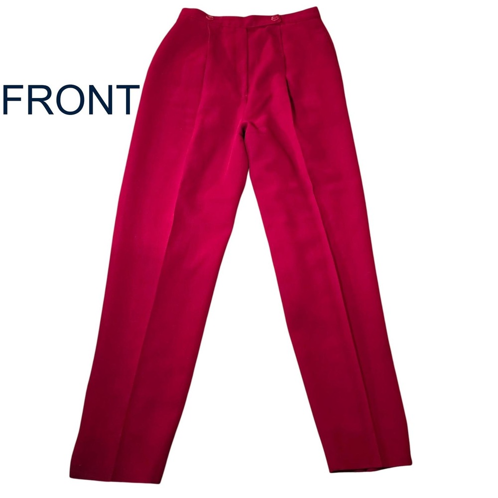 VINTAGE GIANNI 100% Pure wool‎ lined dress slacks deep red maroon ruby trousers